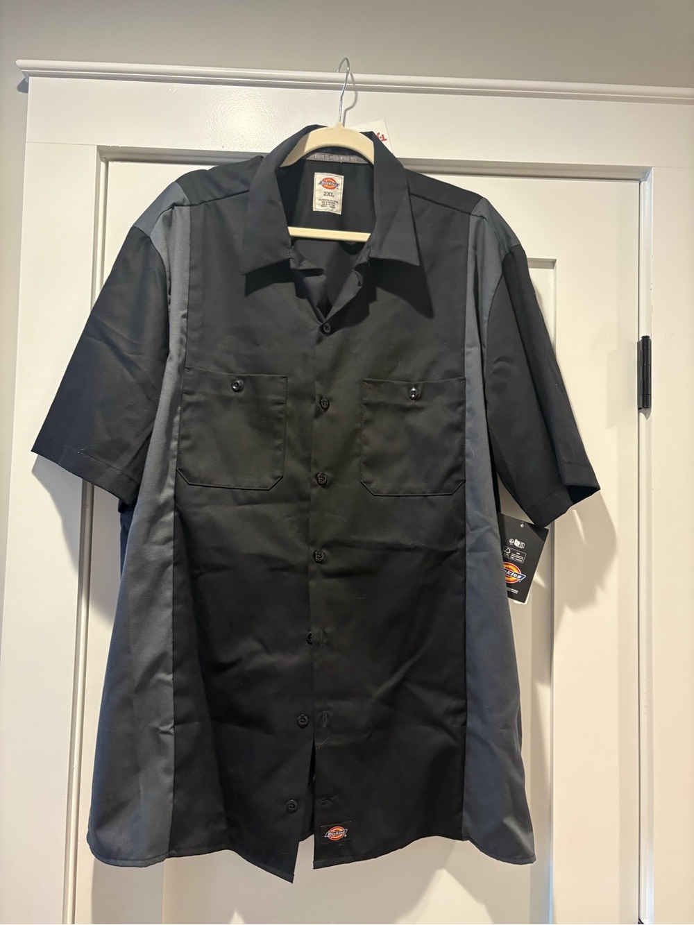 New Dickies Black & Gray Short Sleeve Button-Front Work Shirt size 2XL
